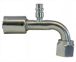 Gates 8ACA-8FTON134SP90-S 90° Elbow Steel Female SAE Tube O-Ring Nut Swivel with R134a Service Port PolarSeal Fittings