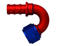 Aeroquip 150° Elbow SOCKETLESS™ Red/Blue Anodized Aluminum JIC/AN 37° Fittings