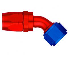 Aeroquip 45° Elbow Reusable Red/Blue Anodized Aluminum Swivel JIC/AN 37° Racing Fittings