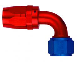 Aeroquip 90° Elbow Reusable Red/Blue Anodized Aluminum Swivel JIC/AN 37° Racing Fittings