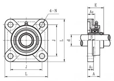 UCFX Medium Duty Set Screw Locking Type Four Bolt Flange Mounted Ball Bearing Units